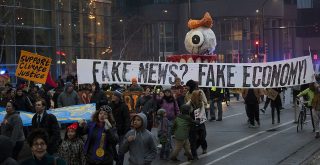 Inauguration day protest against Donald Trump photo Fibonacci Blue